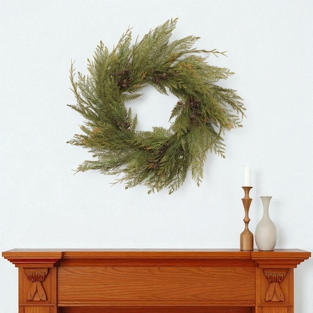 Homeroots 30" Green And Brown Christmas Pine Artificial Wreath 634636