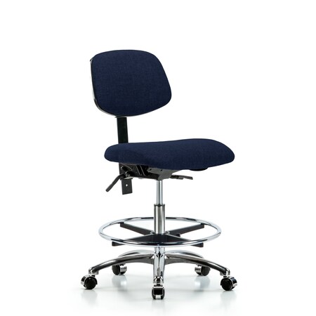 Blue Ridge Ergonomics Chair, Fab, Med Bench, Chr Tilt CF Cast, Nav, No Arms, 22" to 29" Height, Dark Blue BR-FMBCH-CR-T1-A0-CF-CC-F45