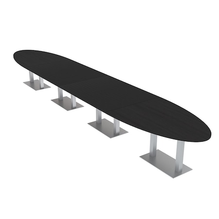 Skutchi Designs Oval Conference Table With Power, 48 in W, 264 in L, Black HAR-OVL-48X264-DOU-U999ST19-NA