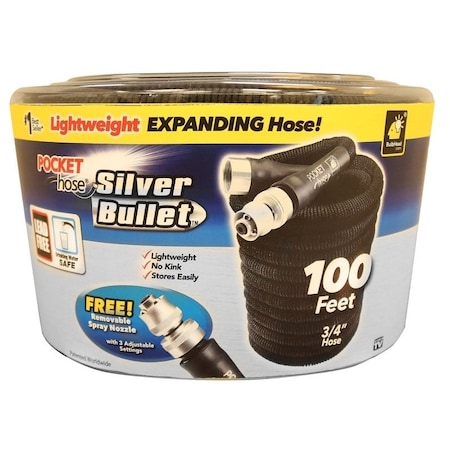 Telebrands Expandable Water Hose, 100 ft L, Plastic, Black 13490-6