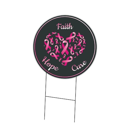 Signmission Faith Hope Cure Double Sided Corrugated Plastic Circle Yard Sign C-16-CIR-DS-WS- Faith Hope Cure