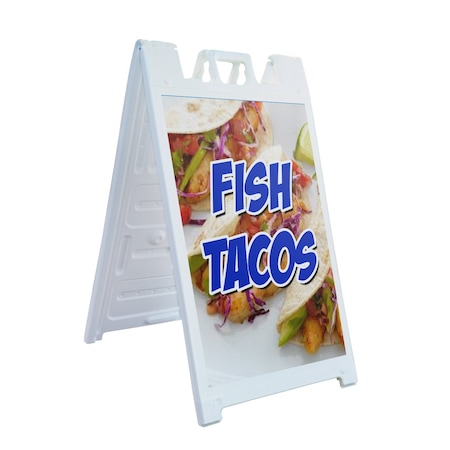 Signmission Fish Tacos, A-Frame & 2 Decals Installed, Heavy-Duty Plastic Frame SBHD-D-2436-Fish Tacos