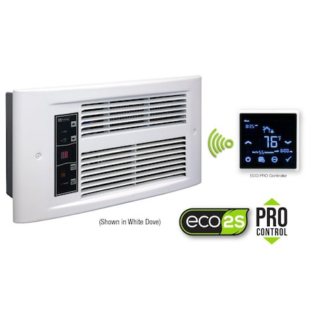King Electric PX ECO2S WALL HEATER, 120V 1500W, WITH ECO PRO 7-DAY PROGRAMMABLE CONTROLLER, WHITE DOVE PX1215-ECO2S-PRO-WD