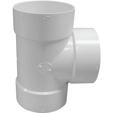 Canplas S&D Bullnose Pipe Tee, 4 in, Hub, PVC, White 414104BC