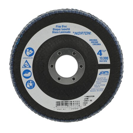 Zoro Select Fiber Disc, 4 1/2 in Dia, 7/8in Arbor 78072775368