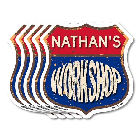 Signmission Nathan's Workshop, 12 inch X 12 inch, Aluminum Metal Sign, 5PK SHI-A-5Pack-12-489-NATHAN