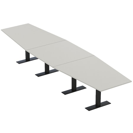 Skutchi Designs 16ft Conference Table With Power Unit | 16 Person Modular Hexagon Meeting Table | Harmony Series HAR-HEX.IR-48X192-T.BK-U779-EBLK