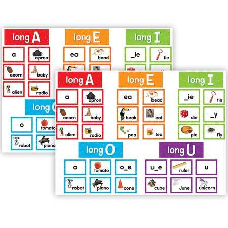 Teacher Created Resources Long Vowels Pocket Chart Cards, 205-Piece Set, 2PK TCR20851