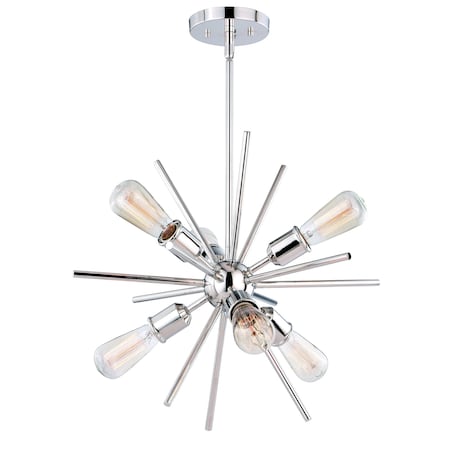 Vaxcel Estelle 6 Light Polished Nickel Mid-Century Modern Sputnik Pendant P0237