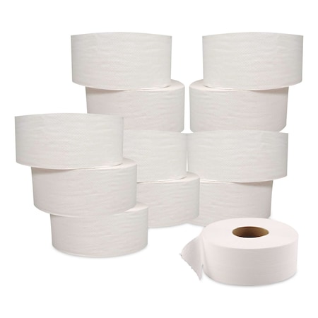 Gen JRT Jumbo Bath Tissue, Septic Safe, 2-Ply, White, 3.3in x 500 ft, 12PK GULT9