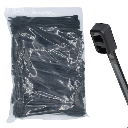 Cable Ties Unlimited Double Loop Cable Tie, 14 in L, 50 lb Strength, 3.5 in Max Bundle Dia, Nylon, UV res, Black 1000PK DL14-50-0M