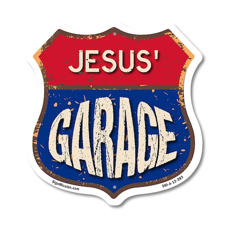 Signmission Jesus's Garage, 12 Inch X 12 Inch, Aluminum Metal Sign SHI-A-12-383-JESUS