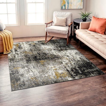 World Rug Gallery Adare Contemporary Abstract Area Rug 6 ft 6 in x 6 ft 6 in Square Yellow 977YELLOW6SQ