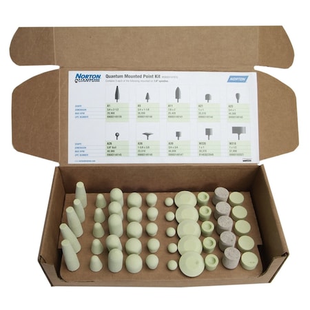 Norton Abrasives Vitrified Mounted Pt Kit, Ceramic, 80G 69083147810