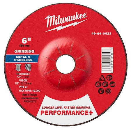 Milwaukee Tool Grinding Wheel, 6" dia. 49-94-0623