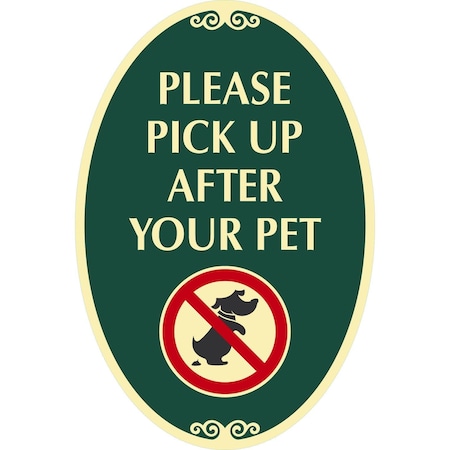 Lyle Please Pick Up After Your Pet with Graphic, 12x18, Non-Reflective, Dark Green G-2541-NA_12x18