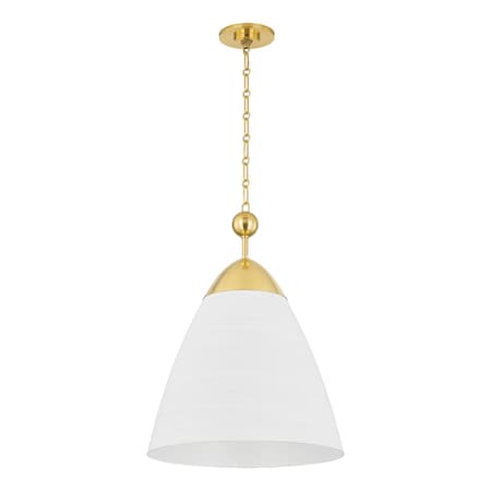 Hudson Valley Lighting Becki Owens X Bronson 1 Light Pendant 19.25 In. Aged Brass/White Plaster BKO1501-AGB/WP