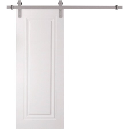 Sartodoors Barn Door 18 x 80 inches, BASIC 9111 White, 6.6FT Silver Rail Track Heavy Hardware Set, Solid Pan BASIC9111BD-S-SKIN-18