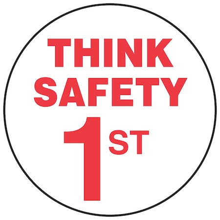 Accuform Hard Hat Sticker, 214 in Length, 214 in Width, THINK SAFETY 1st Legend, Adhesive Vinyl LHTL193
