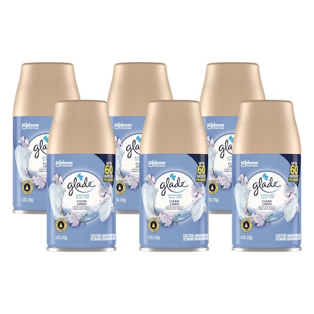 Glade Automatic Air Freshener, Clean Linen, 6.2 oz Spray Can, 6PK SJN337568