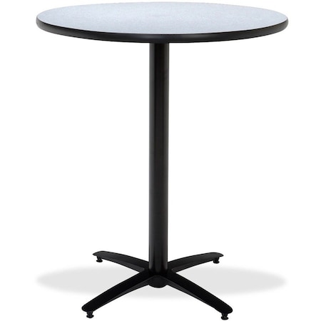 Kfi Round KFI 42in Grey Nebula Breakroom Table with Arched X Base, Commercial Grade, Made in the USA T42RD-B2125-38-GYN