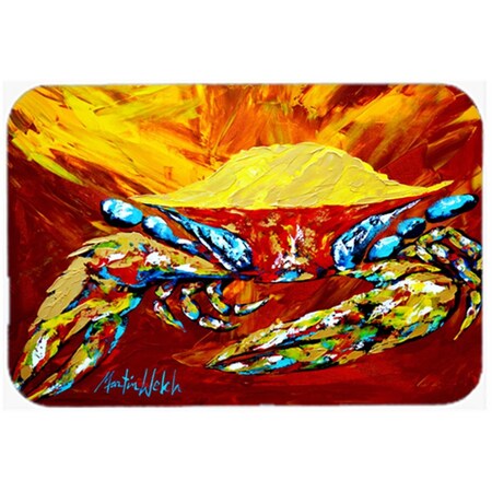 Carolines Treasures 15 x 12 in. Crab Buster Brown Glass Cutting Board - Large MW1113LCB