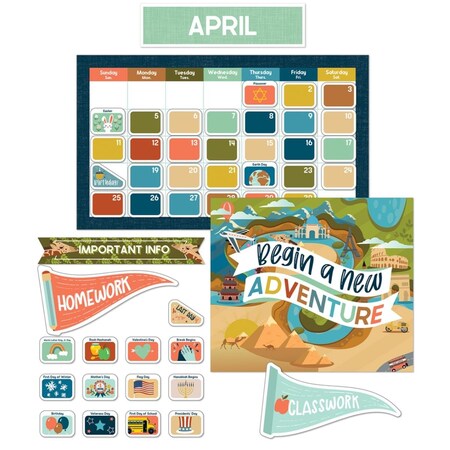 Bullicio Lets Explore Calendar Bulletin Board Set BU3483686