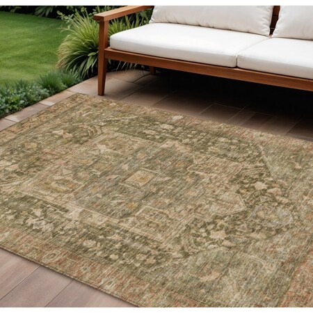 Homeroots 10' X 14' Fern Green Medallion Washable Indoor Outdoor Area Rug 608027