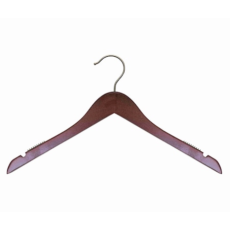 Nahanco 17in Low Gloss Mahogany Wooden Shirt Hanger, 100PK 20317