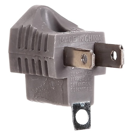 Eaton Wiring Devices Outlet Adapter with Grounding Lug, 2 Pole, 15 A, 125 V, 1 Outlet, Gray 419GY