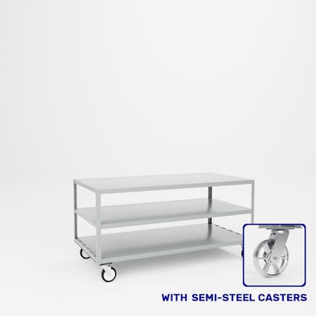 Pucel Mobile Table, 60 in W x 30 in H x 30 in D, Light Blue MT-3060-3S