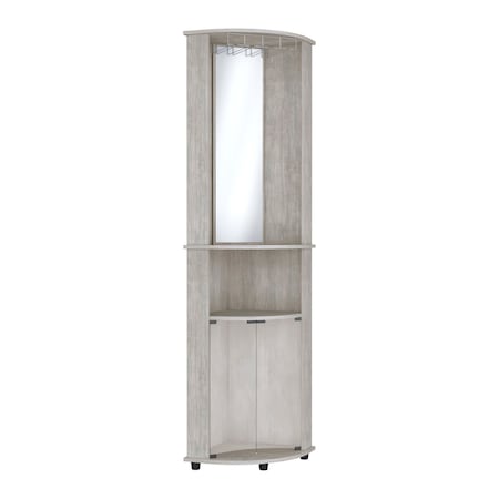 Homeroots 75in Gray Wood Corner Bar Cabinet With Two Doors 552291