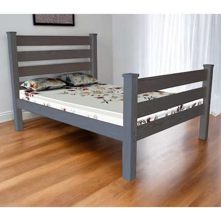 Homeroots Gray Solid Wood Queen Bed Frame 548165