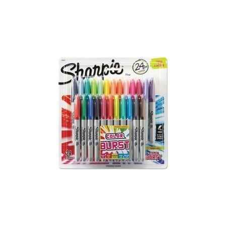 Sharpie Fine Tip Permanent Marker, Assorted Color Burst & Classic Colors, 24PK 1949557