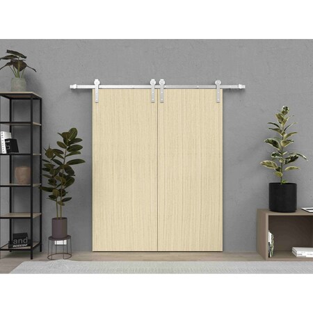 Sartodoors Sliding Double Barn Doors with Hardware, Planum 0010 Vertical Natural Veneer, 13FT Rail Hangers Stu PLANUM0010DB-S-VSH-8496