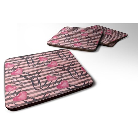 Carolines Treasures Watercolor Heart Paper Clips Foam Coaster, Set of 4 BB7536FC