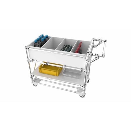 Trilogiq 2-Level 4 Blocks Compartment Cart With Storage Level And Horizontal Hand Bar. 109-4