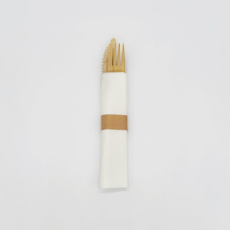 Verterra Bamboo Fork, Knife, Spoon, Napkin Roll up, 200PK VT-ROLL-KIT