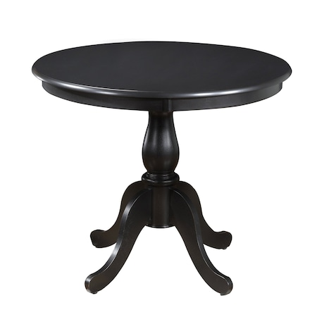 Homeroots 36" Black Rounded Solid Manufactured Wood And Solid Wood Pedestal Base Dining Table 517751
