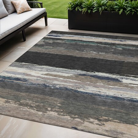 Homeroots 5' X 8' Black Abstract Washable Indoor Outdoor Area Rug 608626