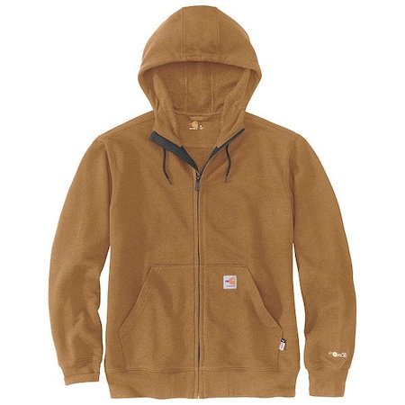 Carhartt Men's Flame-Resistant Zip Up Sweatshirt, 25 cal/sq cm, MT, Aramid 104982-BRNMTLL