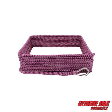 Extreme Max Extreme Max 3006.2629 BoatTector Solid Braid MFP Anchor Line with Thimble - 3/8" x 50', Burgundy 3006.2629