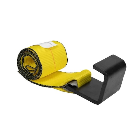 Mytee Products 4in x 5ft Roll Off Container Yellow Winch Strap w/Large Flat Hook for Roll Off Truck, 5,400 lbs WLL WS4x5CH