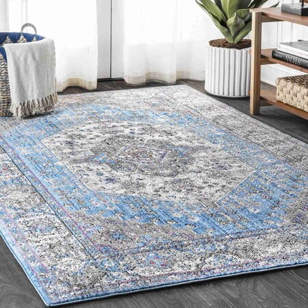 Jonathan Y Kesan Vintage Medallion Turquoise/Gray 4 ft. x 6 ft. Area Rug RES106A-4
