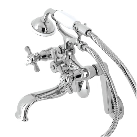 Kingston Brass Tub Wall Mount Clawfoot Tub Faucet with Hand Shower, Polished Chrome KS249C