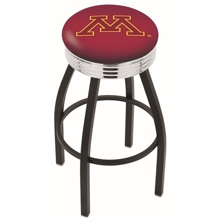 Holland Bar Stool Co 30" Blk Wrinkle Minnesota Swivel Bar Stool, Chrome Ring L8B3C30MinnUn
