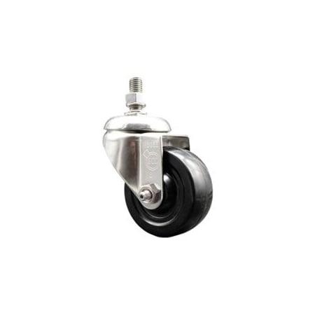 Service Caster 3 Inch 316SS Hard Rubber Wheel Swivel 1/2 Inch Threaded Stem Caster SCC-SS316TS20S314-HRS-121315