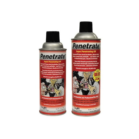 Nu-Calgon Penetrating Lubricant, 17 oz, Aerosol Spray Can, Petroleum Distillates Base, 122 Degrees F Max Op Temp, Not Rated, Red 61106