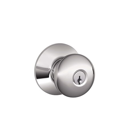 Schlage Plymouth Polished Chrome Entry Knobs 1 3/4 in. F51APLY625
