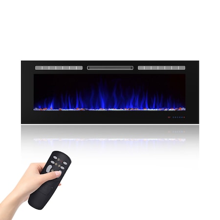 Edendirect 60-in W Black Wall mount LED Flat wall Electric Fireplace with Remote Control Included ZR-EF60